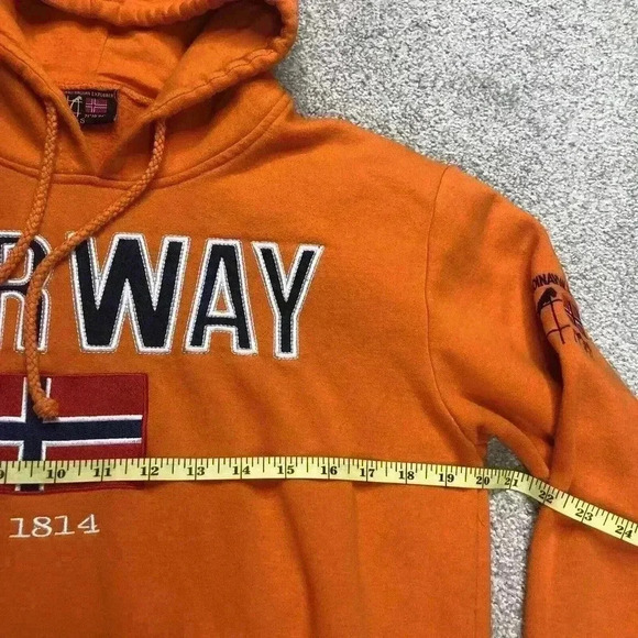 Scandinavian Explorer Norway Sweden Flags Orange Pullover Hoodie - Picture 2 of 7
